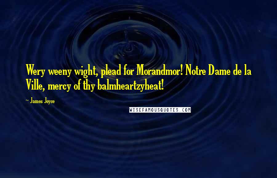 James Joyce Quotes: Wery weeny wight, plead for Morandmor! Notre Dame de la Ville, mercy of thy balmheartzyheat!