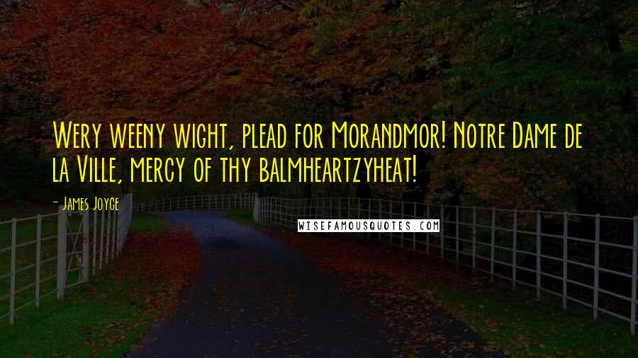 James Joyce Quotes: Wery weeny wight, plead for Morandmor! Notre Dame de la Ville, mercy of thy balmheartzyheat!
