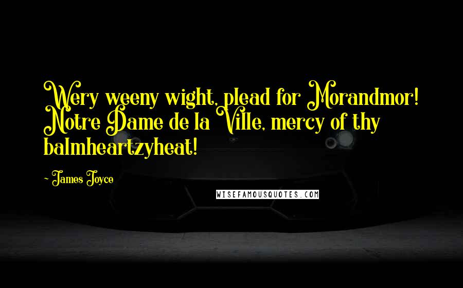 James Joyce Quotes: Wery weeny wight, plead for Morandmor! Notre Dame de la Ville, mercy of thy balmheartzyheat!