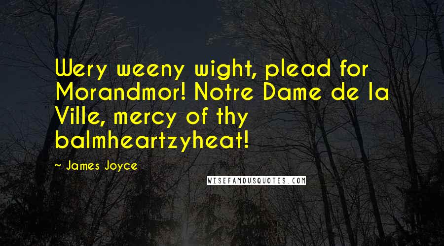 James Joyce Quotes: Wery weeny wight, plead for Morandmor! Notre Dame de la Ville, mercy of thy balmheartzyheat!