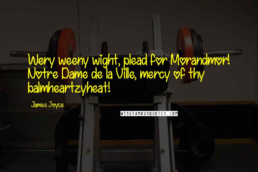 James Joyce Quotes: Wery weeny wight, plead for Morandmor! Notre Dame de la Ville, mercy of thy balmheartzyheat!