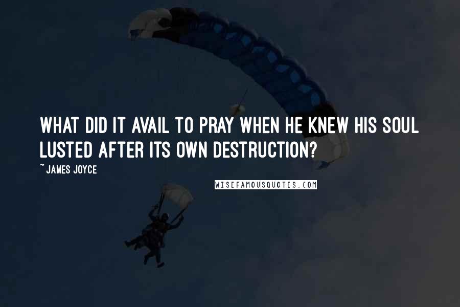James Joyce Quotes: What did it avail to pray when he knew his soul lusted after its own destruction?