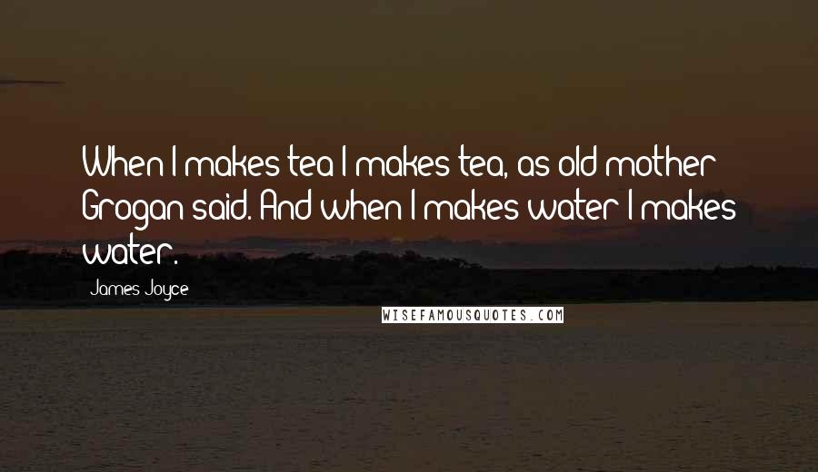James Joyce Quotes: When I makes tea I makes tea, as old mother Grogan said. And when I makes water I makes water.