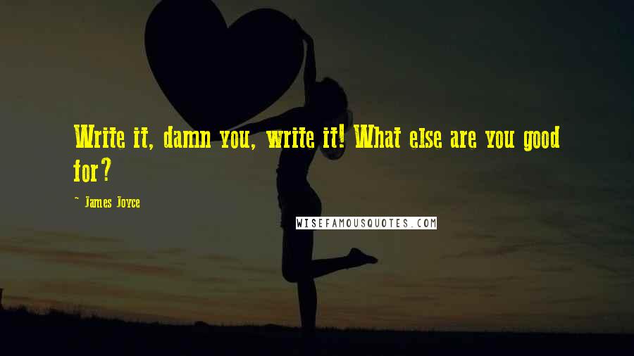 James Joyce Quotes: Write it, damn you, write it! What else are you good for?