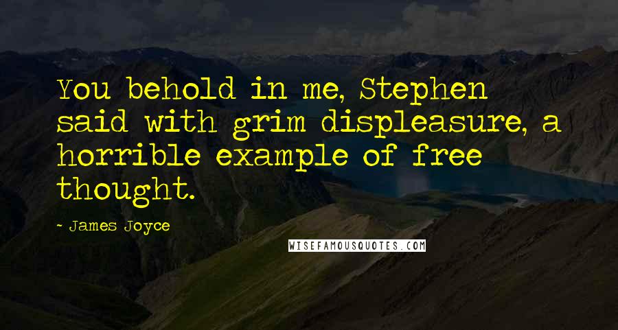 James Joyce Quotes: You behold in me, Stephen said with grim displeasure, a horrible example of free thought.