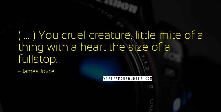 James Joyce Quotes: ( ... ) You cruel creature, little mite of a thing with a heart the size of a fullstop.