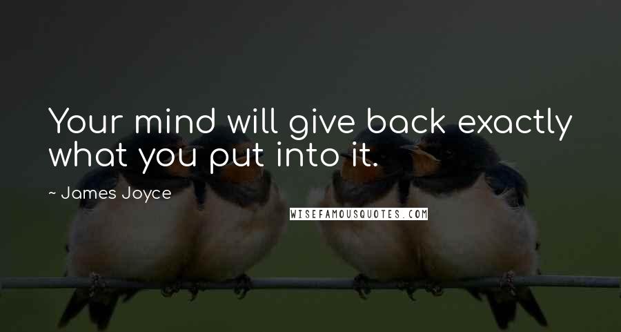 James Joyce Quotes: Your mind will give back exactly what you put into it.