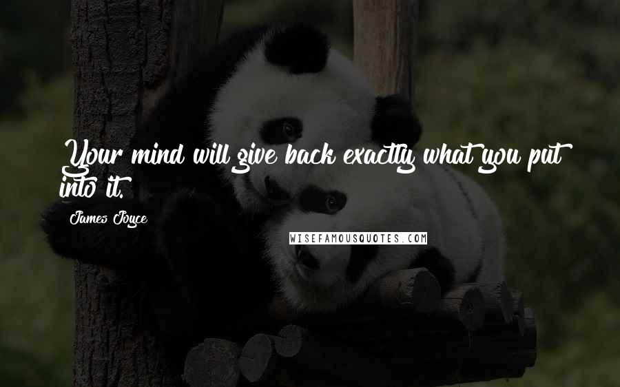 James Joyce Quotes: Your mind will give back exactly what you put into it.