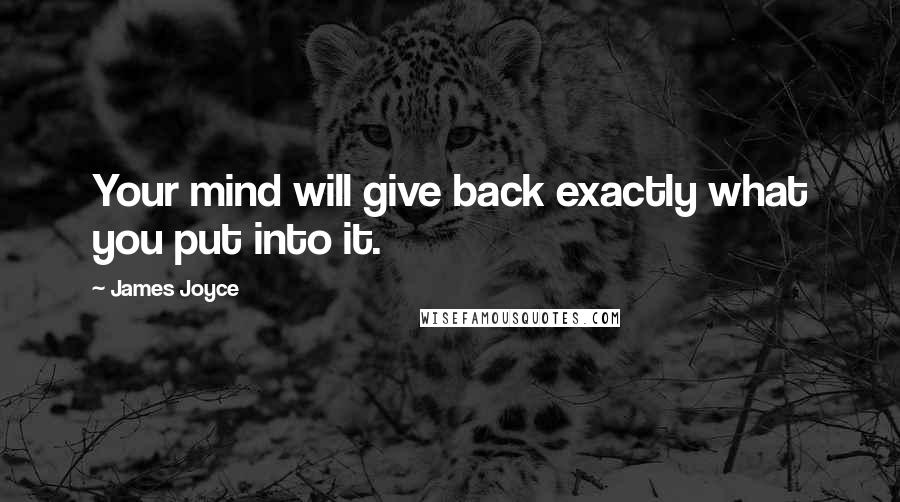 James Joyce Quotes: Your mind will give back exactly what you put into it.