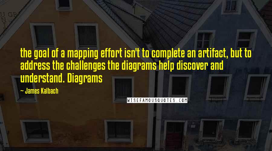 James Kalbach Quotes: the goal of a mapping effort isn't to complete an artifact, but to address the challenges the diagrams help discover and understand. Diagrams