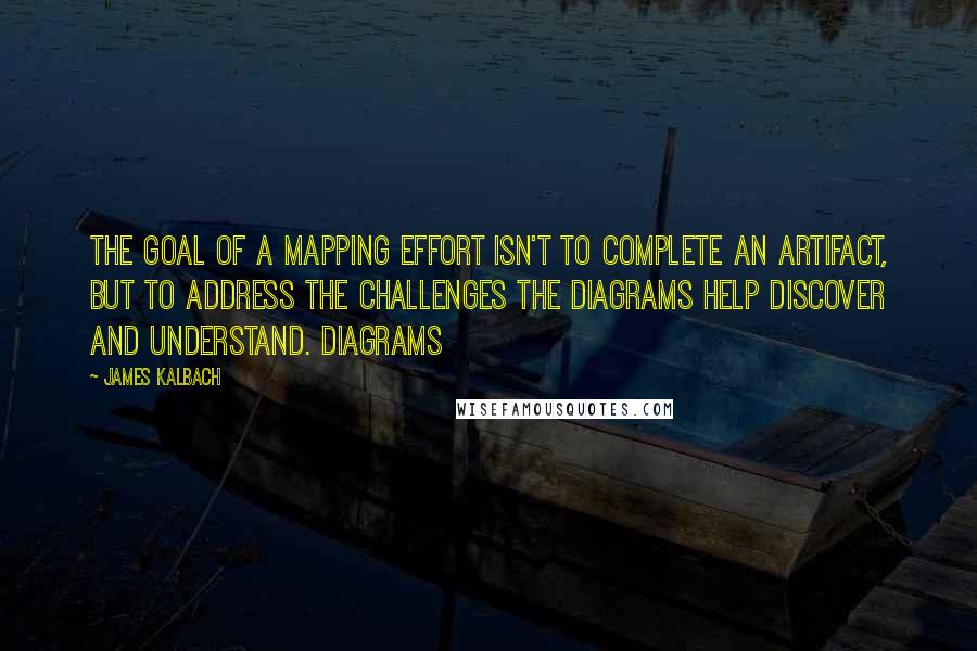 James Kalbach Quotes: the goal of a mapping effort isn't to complete an artifact, but to address the challenges the diagrams help discover and understand. Diagrams
