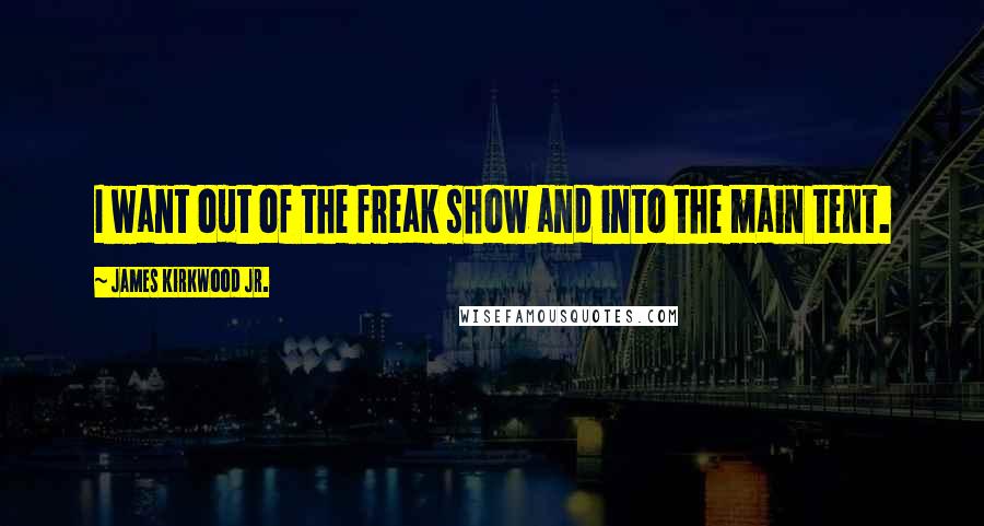 James Kirkwood Jr. Quotes: I want out of the freak show and into the main tent.