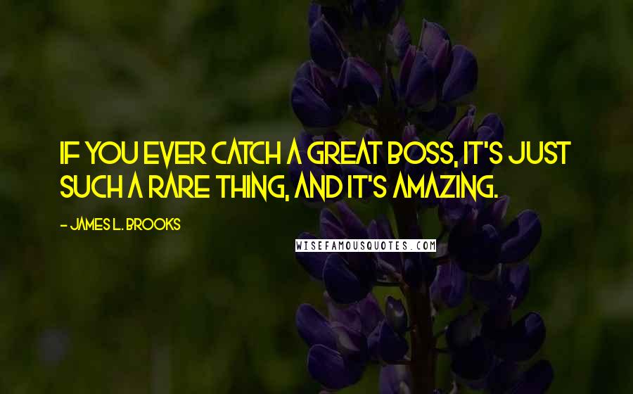 James L. Brooks Quotes: If you ever catch a great boss, it's just such a rare thing, and it's amazing.