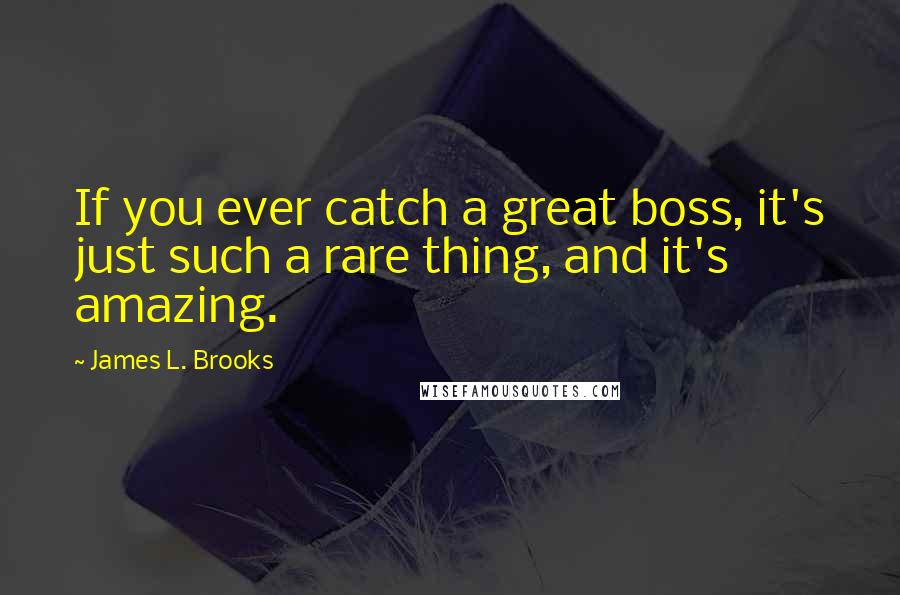 James L. Brooks Quotes: If you ever catch a great boss, it's just such a rare thing, and it's amazing.