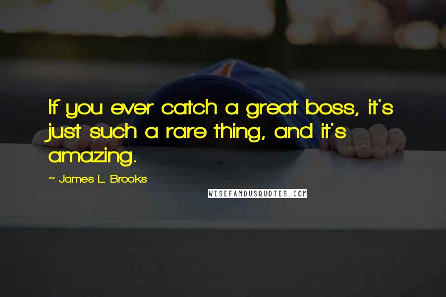 James L. Brooks Quotes: If you ever catch a great boss, it's just such a rare thing, and it's amazing.