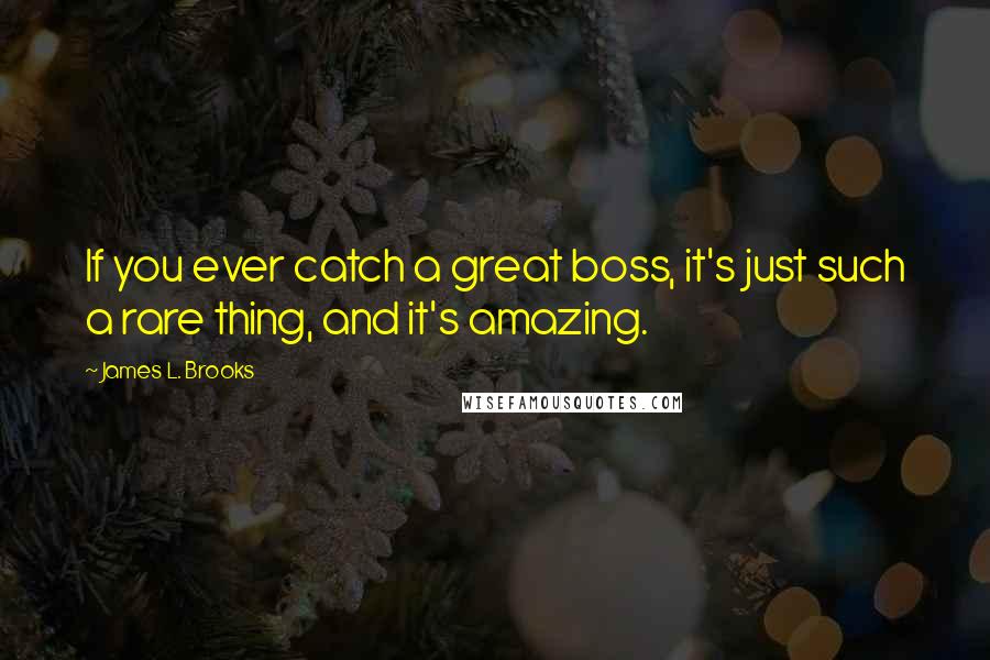 James L. Brooks Quotes: If you ever catch a great boss, it's just such a rare thing, and it's amazing.