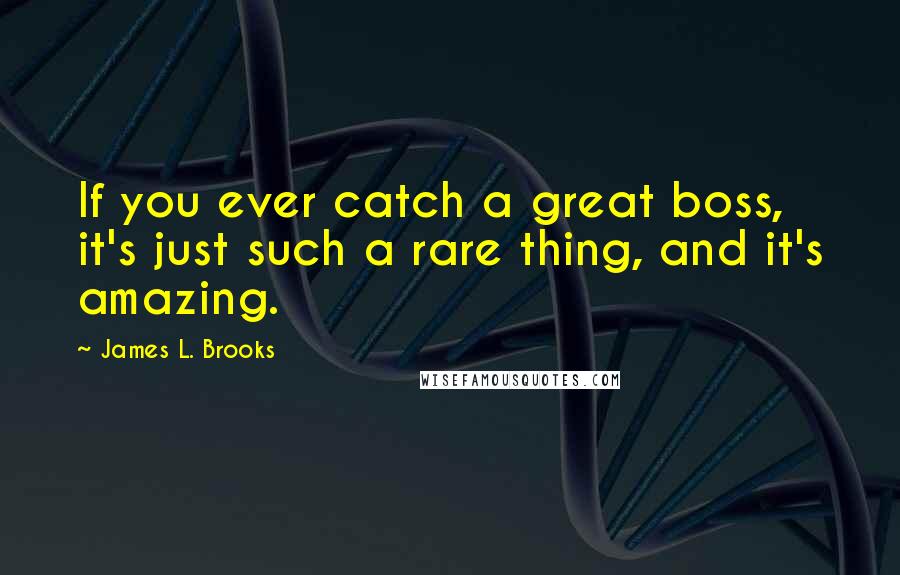 James L. Brooks Quotes: If you ever catch a great boss, it's just such a rare thing, and it's amazing.