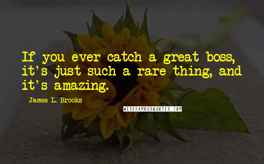James L. Brooks Quotes: If you ever catch a great boss, it's just such a rare thing, and it's amazing.