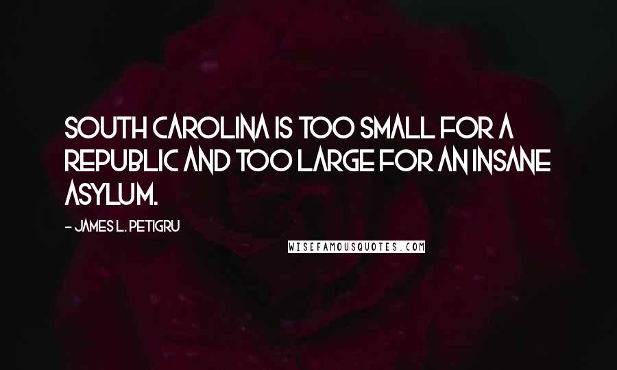 James L. Petigru Quotes: South Carolina is too small for a republic and too large for an insane asylum.