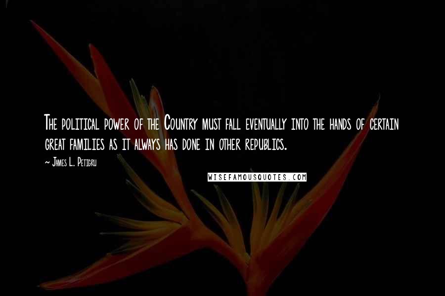 James L. Petigru Quotes: The political power of the Country must fall eventually into the hands of certain great families as it always has done in other republics.