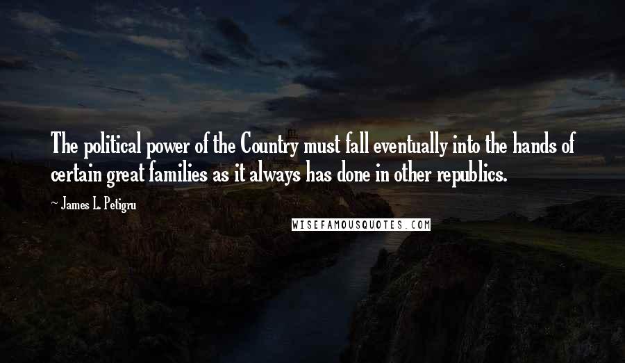 James L. Petigru Quotes: The political power of the Country must fall eventually into the hands of certain great families as it always has done in other republics.