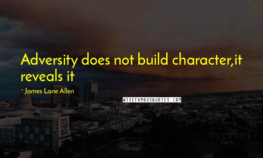 James Lane Allen Quotes: Adversity does not build character,it reveals it