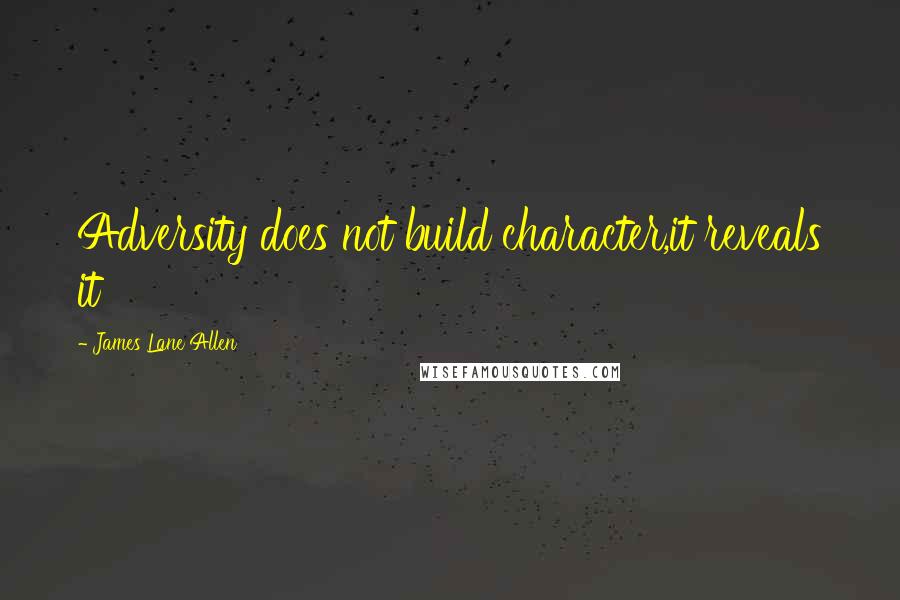 James Lane Allen Quotes: Adversity does not build character,it reveals it