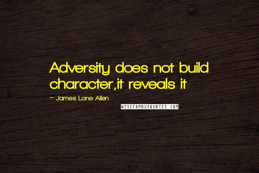 James Lane Allen Quotes: Adversity does not build character,it reveals it