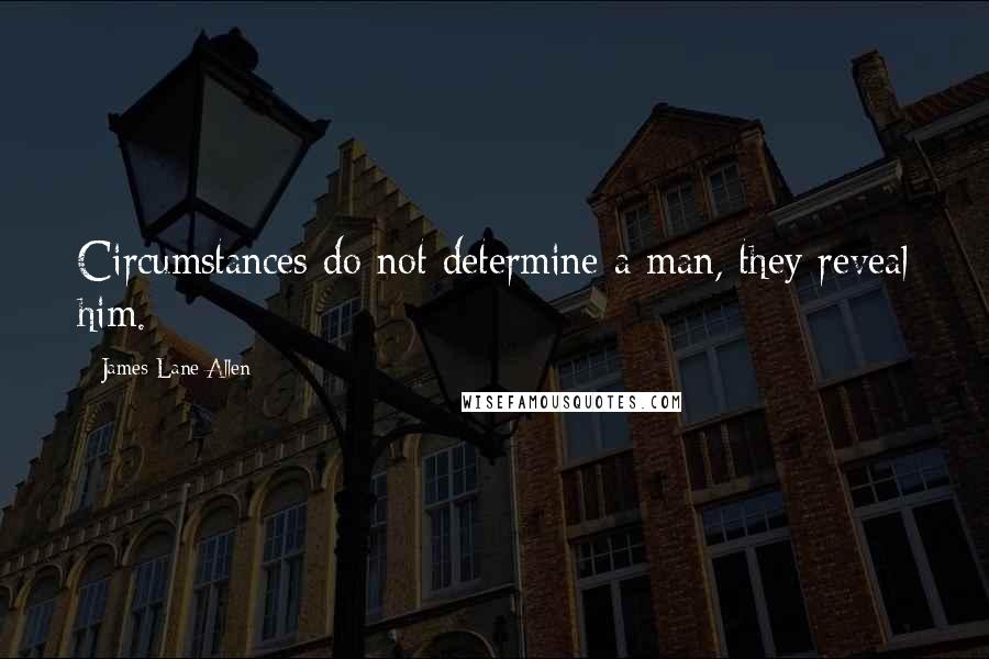 James Lane Allen Quotes: Circumstances do not determine a man, they reveal him.