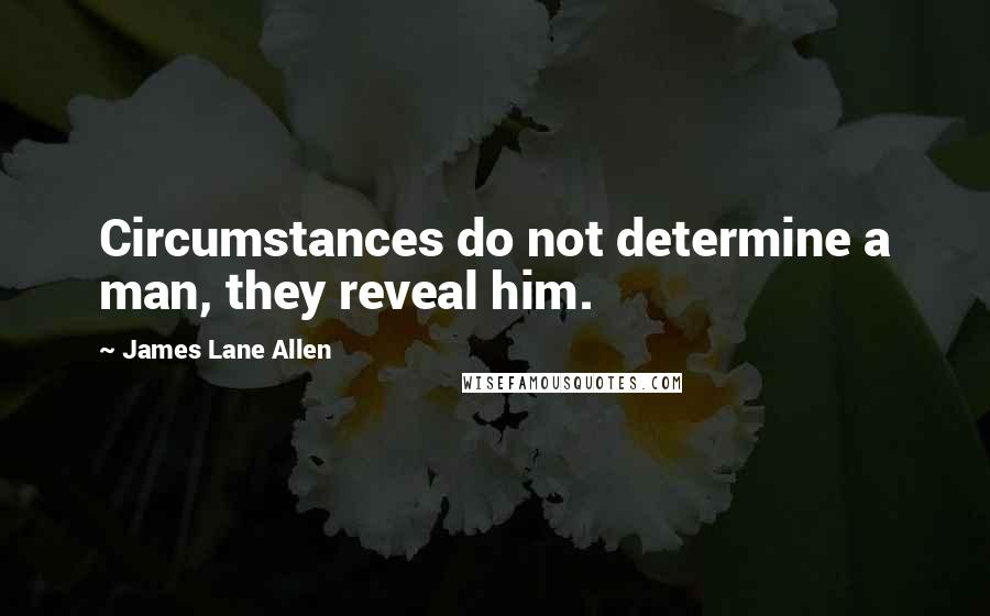 James Lane Allen Quotes: Circumstances do not determine a man, they reveal him.