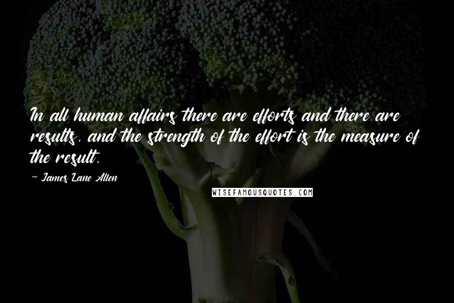 James Lane Allen Quotes: In all human affairs there are efforts and there are results, and the strength of the effort is the measure of the result.