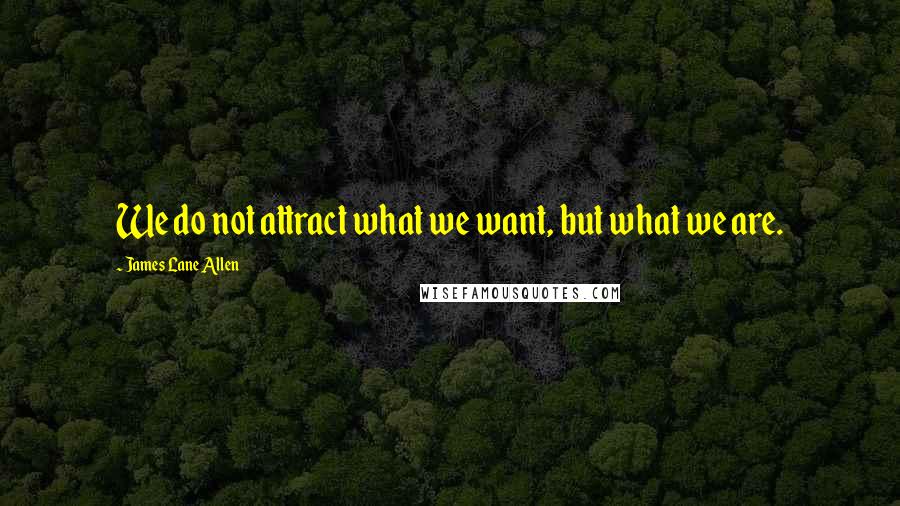 James Lane Allen Quotes: We do not attract what we want, but what we are.