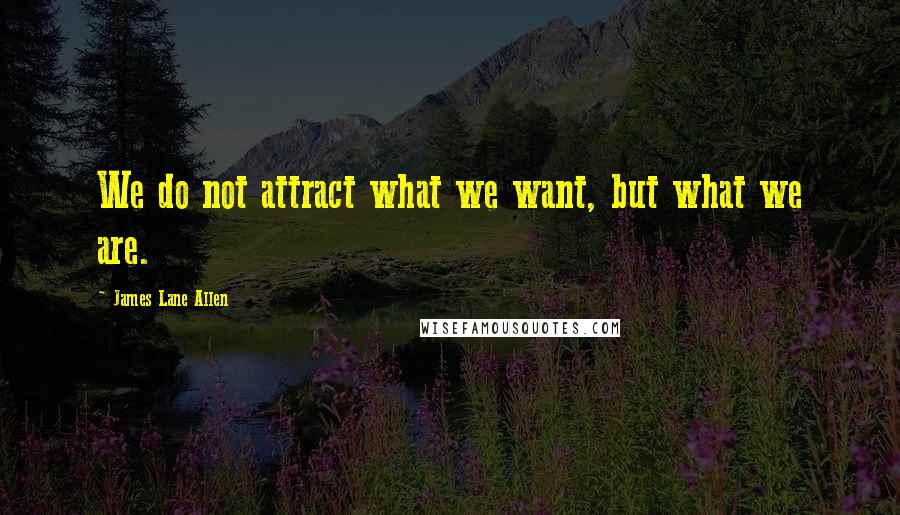 James Lane Allen Quotes: We do not attract what we want, but what we are.
