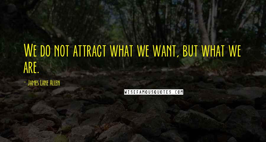 James Lane Allen Quotes: We do not attract what we want, but what we are.