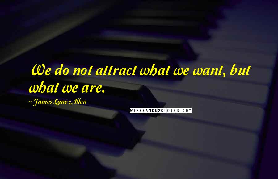 James Lane Allen Quotes: We do not attract what we want, but what we are.