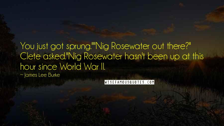 James Lee Burke Quotes: You just got sprung.""Nig Rosewater out there?" Clete asked."Nig Rosewater hasn't been up at this hour since World War II.