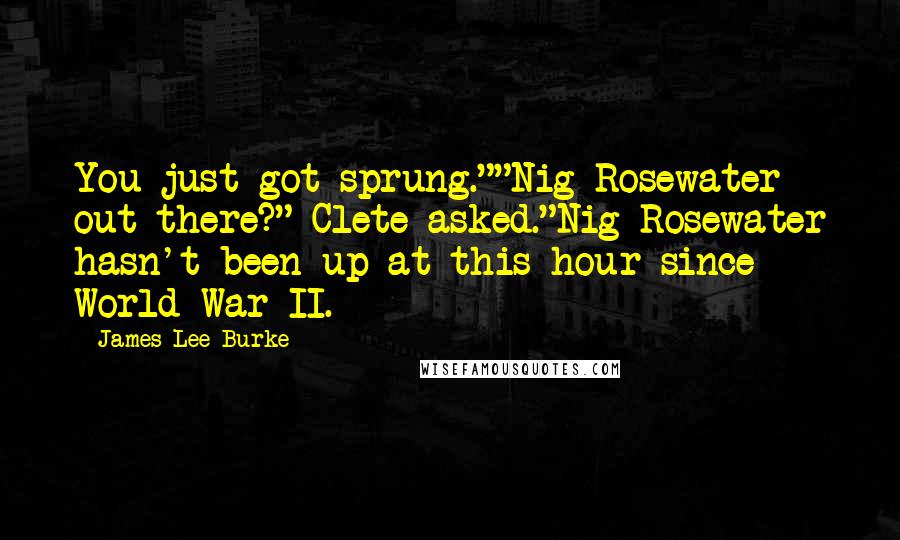 James Lee Burke Quotes: You just got sprung.""Nig Rosewater out there?" Clete asked."Nig Rosewater hasn't been up at this hour since World War II.