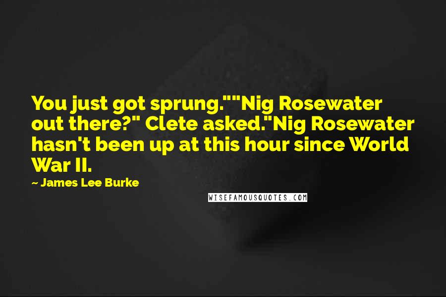 James Lee Burke Quotes: You just got sprung.""Nig Rosewater out there?" Clete asked."Nig Rosewater hasn't been up at this hour since World War II.