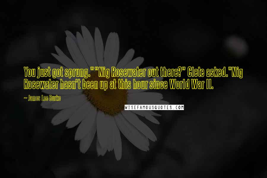 James Lee Burke Quotes: You just got sprung.""Nig Rosewater out there?" Clete asked."Nig Rosewater hasn't been up at this hour since World War II.