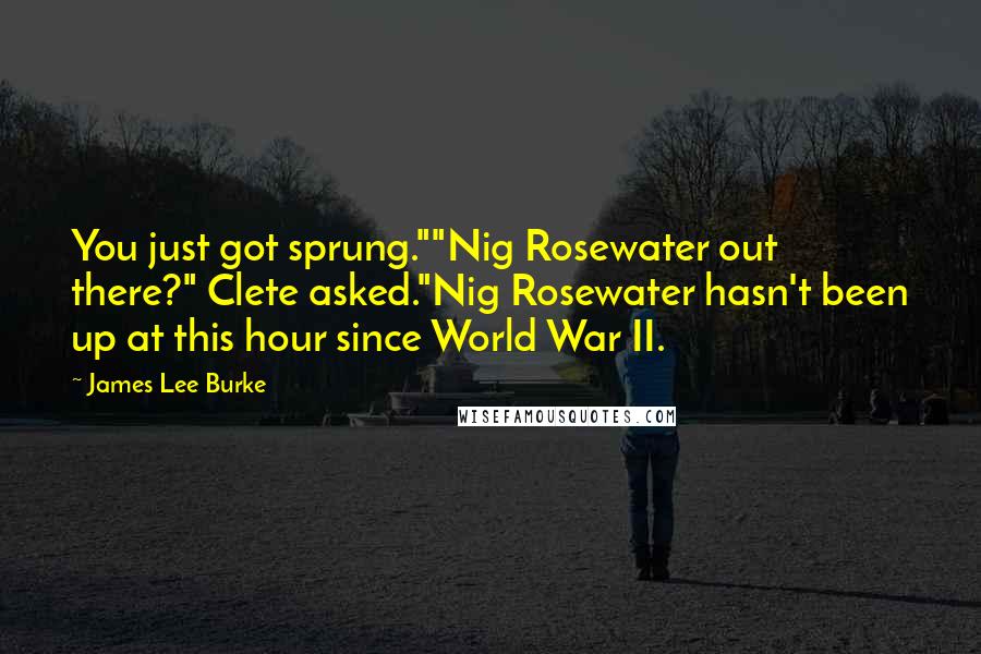 James Lee Burke Quotes: You just got sprung.""Nig Rosewater out there?" Clete asked."Nig Rosewater hasn't been up at this hour since World War II.