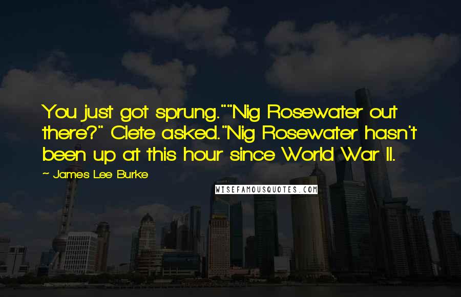 James Lee Burke Quotes: You just got sprung.""Nig Rosewater out there?" Clete asked."Nig Rosewater hasn't been up at this hour since World War II.