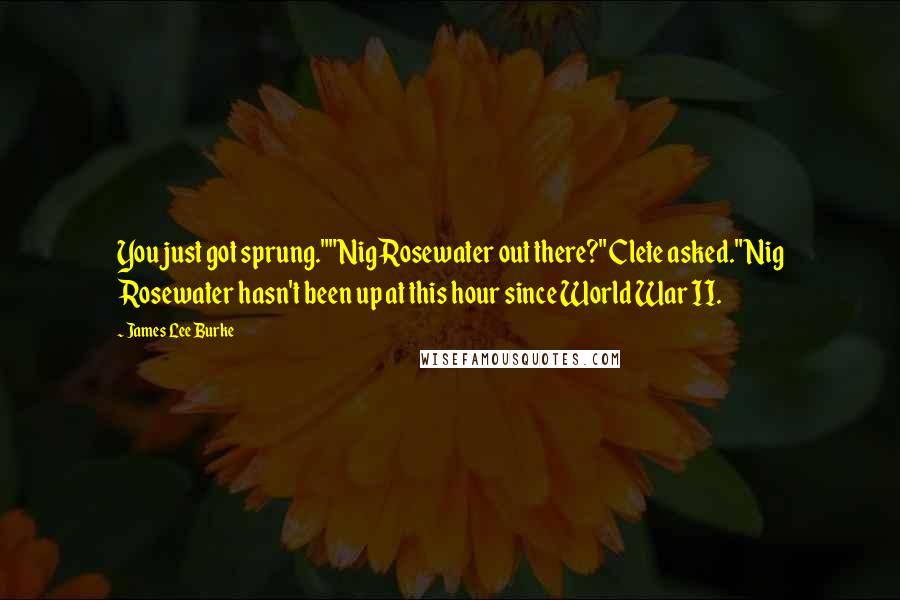 James Lee Burke Quotes: You just got sprung.""Nig Rosewater out there?" Clete asked."Nig Rosewater hasn't been up at this hour since World War II.