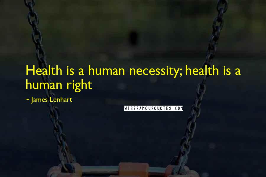 James Lenhart Quotes: Health is a human necessity; health is a human right