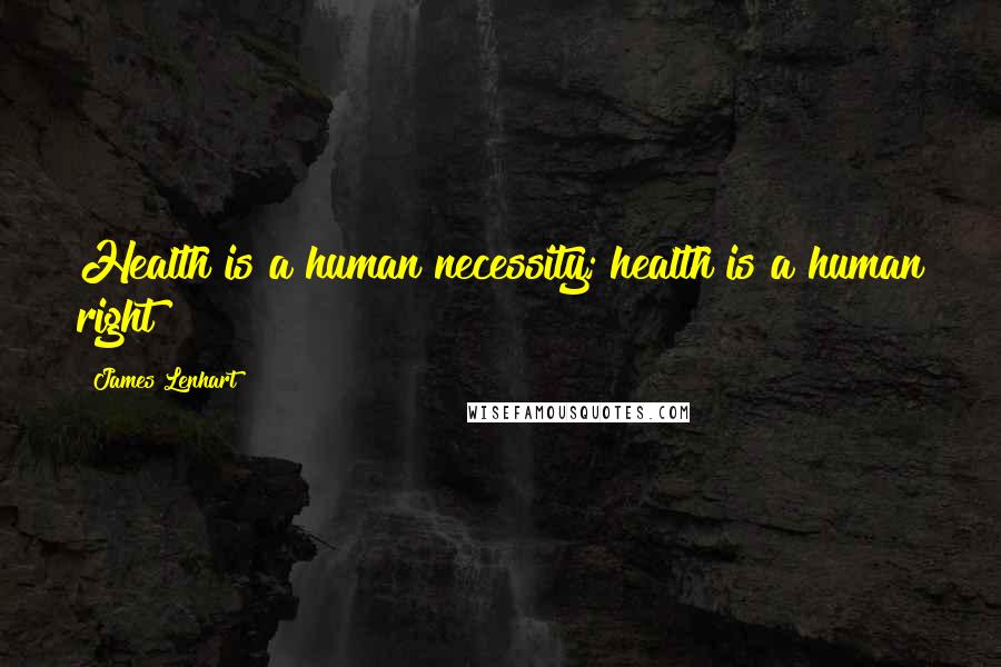 James Lenhart Quotes: Health is a human necessity; health is a human right