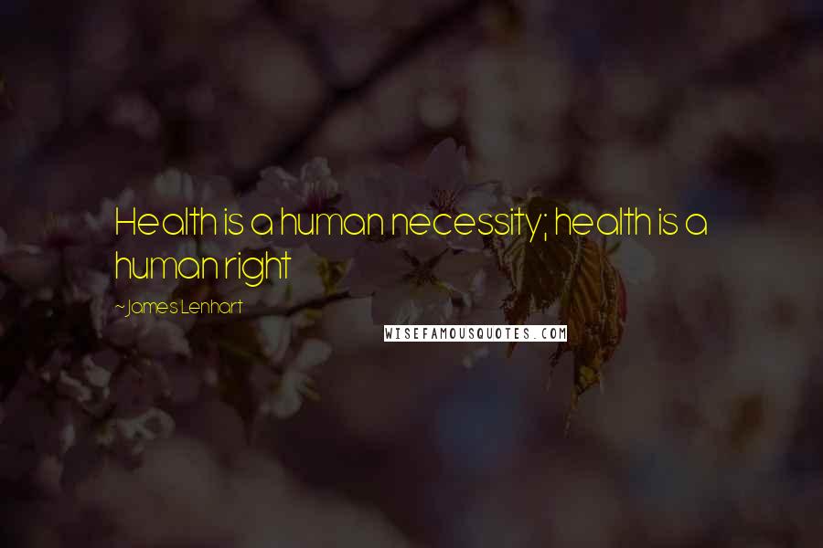 James Lenhart Quotes: Health is a human necessity; health is a human right