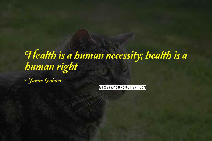 James Lenhart Quotes: Health is a human necessity; health is a human right