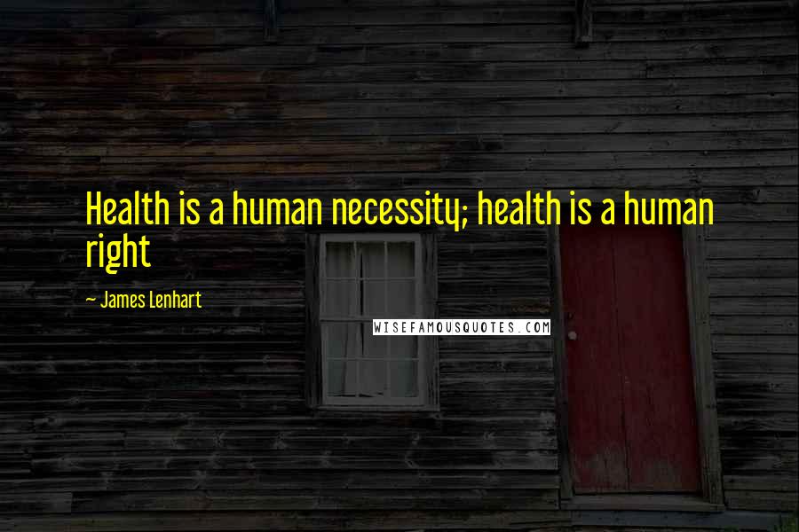 James Lenhart Quotes: Health is a human necessity; health is a human right