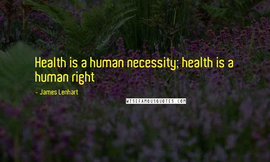 James Lenhart Quotes: Health is a human necessity; health is a human right