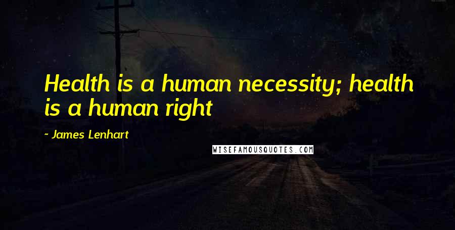 James Lenhart Quotes: Health is a human necessity; health is a human right