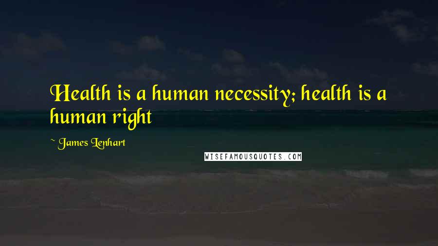 James Lenhart Quotes: Health is a human necessity; health is a human right